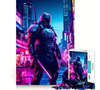 Puzzle cyberpunk Samurai da 1000 pezzi per adolescenti, gioco di logica puro, rilassante, taglio pulito, opera d'arte (38x26cm)