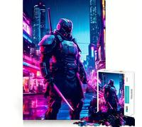 Puzzle cyberpunk samurai per ragazzi, 1000 pezzi, immagine di recupero, divertente e rilassante, decorazione murale con ritagli nitidi (50x75cm)