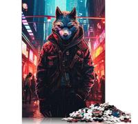 Puzzle Cyberpunk Wolf Painting per adulti 1500 puzzle insoliti, stimolanti e stimolanti per bambini dai 12 anni in su 1500 pezzi (85x57 cm)