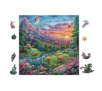 Puzzle Da 100 Pezzi Per Adulti Bear in Mountain Forest 28x28cm Motivo Artistico Ideale Per Amanti Dell'Arte Decorazione Murale Opera D'Arte Collezionabile