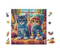 Puzzle Da 100 Pezzi Per Adulti Cats with Hats 28x28cm Livello Intermedio Ottimo Per Miglioramento Competenze Allenamento Pensiero Logico Regalo