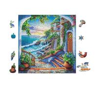 Puzzle Da 100 Pezzi Per Adulti Coastal Cottage Garden 28x28cm Adatto Ai Bambini Ottimo Per Interazione Genitori-Figli Migliora Concentrazione Dei Bambini