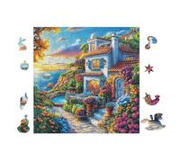 Puzzle Da 100 Pezzi Per Adulti Cottage by The Sea 28x28cm Alto Livello Di Difficoltà Per Giocatori Avanzati Ottimo Per Allenamento Competenze Sfida Te Stesso