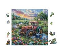 Puzzle Da 100 Pezzi Per Adulti Farm Tractor Meadow 28x28cm Montaggio Facile Per Principianti Ottimo Per Bambini Adolescenti Migliora Destrezza Manuale