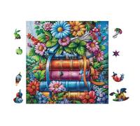 Puzzle Da 100 Pezzi Per Adulti Flower Bookshelf Art 28x28cm Adatto Ai Bambini Ottimo Per Interazione Genitori-Figli Migliora Concentrazione Dei Bambini