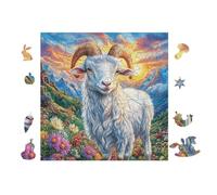 Puzzle Da 100 Pezzi Per Adulti Goat with Big Horns in Mountain Forest 28x28cm Alto Livello Di Difficoltà Per Giocatori Avanzati Ottimo Per Allenamento Competenze Sfida Te Stesso