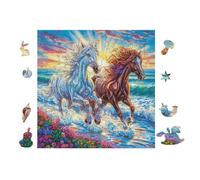 Puzzle Da 100 Pezzi Per Adulti Horses on Tropical Beach 28x28cm Ecologico Sicuro Non Tossico Perfetto Per Uso Familiare Adatto A Tutte Le Età Giochi Educativi
