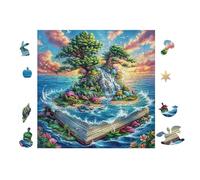 Puzzle Da 100 Pezzi Per Adulti Island Tree in Book Ocean 28x28cm Puzzle Di Arteterapia Ottimo Per Salute Mentale Antistress Regolazione Emotiva Giochi Educativi