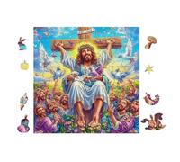 Puzzle Da 100 Pezzi Per Adulti Jesus on Cross with Flowers 28x28cm Puzzle Di Arteterapia Ottimo Per Salute Mentale Antistress Regolazione Emotiva Giochi Educativi