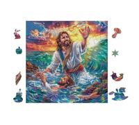 Puzzle Da 100 Pezzi Per Adulti Jesus Walking on Water 28x28cm Puzzle Hobby Rilassante Ottimo Per Tempo Libero Quotidiano Riduce Lo Stress Migliora L'Umore