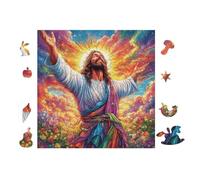 Puzzle Da 100 Pezzi Per Adulti Jesus with Arms Raised 28x28cm Puzzle Antistress Per Impiegati D'Ufficio Ottimo Per Rilassamento Dopo Il Lavoro Hobby Regalo
