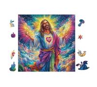 Puzzle Da 100 Pezzi Per Adulti Jesus with Open Arms 28x28cm Alto Livello Di Difficoltà Per Giocatori Avanzati Ottimo Per Allenamento Competenze Sfida Te Stesso