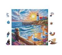 Puzzle Da 100 Pezzi Per Adulti Lighthouse on Tropical Beach 28x28cm Adatto Ai Bambini Ottimo Per Interazione Genitori-Figli Migliora Concentrazione Dei Bambini