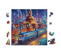 Puzzle Da 100 Pezzi Per Adulti Magic Train City 28x28cm Puzzle Antistress Per Impiegati D'Ufficio Ottimo Per Rilassamento Dopo Il Lavoro Hobby Regalo