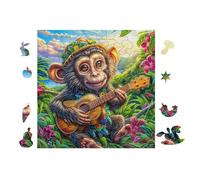 Puzzle Da 100 Pezzi Per Adulti Monkey Playing Guitar 28x28cm Puzzle Antistress Per Impiegati D'Ufficio Ottimo Per Rilassamento Dopo Il Lavoro Hobby Regalo