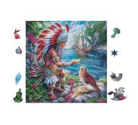 Puzzle Da 100 Pezzi Per Adulti Native American And Eagle 28x28cm Puzzle Collezionabile Per Hobbyisti Qualità Premium Durevole Stampa Vivida Non Sbiadita Regalo