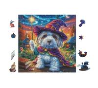 Puzzle Da 100 Pezzi Per Adulti Pug Puppy with Witch Hat 28x28cm Puzzle Di Arteterapia Ottimo Per Salute Mentale Antistress Regolazione Emotiva Giochi Educativi