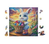 Puzzle Da 100 Pezzi Per Adulti Rabbit with Basket 28x28cm Adatto Ai Bambini Ottimo Per Interazione Genitori-Figli Migliora Concentrazione Dei Bambini