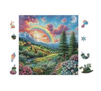 Puzzle Da 100 Pezzi Per Adulti Rainbow over Forest 28x28cm Regalo Del Ringraziamento Perfetto Per Tempo in Famiglia Migliora Concentrazione Pazienza