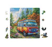 Puzzle Da 100 Pezzi Per Adulti Retro Van in Forest 28x28cm Adatto Ai Bambini Ottimo Per Interazione Genitori-Figli Migliora Concentrazione Dei Bambini