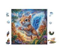 Puzzle Da 100 Pezzi Per Adulti Squirrel in Flower Forest 28x28cm Motivo Artistico Ideale Per Amanti Dell'Arte Decorazione Murale Opera D'Arte Collezionabile