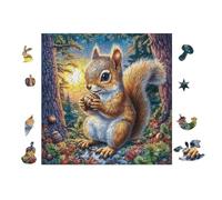 Puzzle Da 100 Pezzi Per Adulti Squirrel Tree Autumn 28x28cm Motivo Artistico Ideale Per Amanti Dell'Arte Decorazione Murale Opera D'Arte Collezionabile