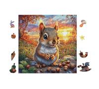 Puzzle Da 100 Pezzi Per Adulti Squirrel with Acorn in Flower Forest 28x28cm Livello Intermedio Ottimo Per Miglioramento Competenze Allenamento Pensiero Logico Regalo