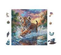 Puzzle Da 100 Pezzi Per Adulti Tiger Cub Waterfall 28x28cm Puzzle Di Arteterapia Ottimo Per Salute Mentale Antistress Regolazione Emotiva Giochi Educativi