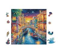 Puzzle Da 100 Pezzi Per Adulti Venice Canals at Night 28x28cm Livello Principiante Per Nuovi Giocatori Montaggio Facile Esperienza Fluida Adatto A Tutte Le Età
