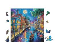 Puzzle Da 100 Pezzi Per Adulti Venice Canals at Night 28x28cm Livello Principiante Per Nuovi Giocatori Montaggio Facile Esperienza Fluida Adatto A Tutte Le Età