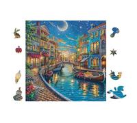 Puzzle Da 100 Pezzi Per Adulti Venice Canals at Night 28x28cm Regalo Di Compleanno Per Adolescenti Adulti Hobby Divertente Perfetto Per Tempo Libero Esercizio