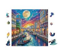 Puzzle Da 100 Pezzi Per Adulti Venice Canals at Night 28x28cm Taglio Alta Precisione Incastro Perfetto Senza Spazi Esperienza Montaggio Fluida Giochi Educativi