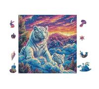 Puzzle Da 100 Pezzi Per Adulti White Tiger in Mountain Forest 28x28cm Motivo Artistico Ideale Per Amanti Dell'Arte Decorazione Murale Opera D'Arte Collezionabile
