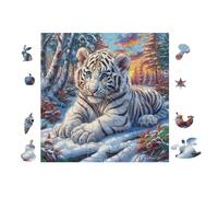 Puzzle Da 100 Pezzi Per Adulti White Tiger Waterfall 28x28cm Adatto Ai Bambini Ottimo Per Interazione Genitori-Figli Migliora Concentrazione Dei Bambini