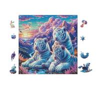 Puzzle Da 100 Pezzi Per Adulti White Tigers in Mountain Forest 28x28cm Puzzle Di Arteterapia Ottimo Per Salute Mentale Antistress Regolazione Emotiva Giochi Educativi