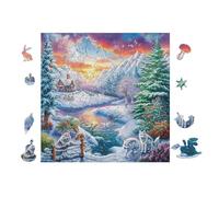 Puzzle Da 100 Pezzi Per Adulti Winter Landscape with Wolves 28x28cm Taglio Alta Precisione Incastro Perfetto Senza Spazi Esperienza Montaggio Fluida Giochi Educativi