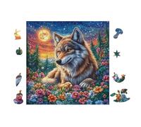 Puzzle Da 100 Pezzi Per Adulti Wolf in Moonlight Forest 28x28cm Puzzle Di Arteterapia Ottimo Per Salute Mentale Antistress Regolazione Emotiva Giochi Educativi