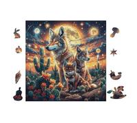 Puzzle Da 100 Pezzi Per Adulti Wolf Pack in Desert at Moonlight 28x28cm Puzzle Di Arteterapia Ottimo Per Salute Mentale Antistress Regolazione Emotiva Giochi Educativi