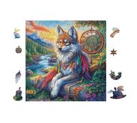 Puzzle Da 100 Pezzi Per Adulti Wolf with Dreamcatcher in Forest 28x28cm Cartone Spesso Resistente Stampa HD Antistress Ideale Per Hobby Tempo Libero Casa Serate Familiari