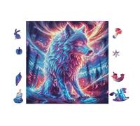 Puzzle Da 100 Pezzi Per Adulti Wolf with Rainbow Fur 28x28cm Livello Intermedio Per Miglioramento Competenze Ottimo Per Allenamento Pensiero Logico