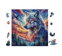Puzzle Da 100 Pezzi Per Adulti Wolf with Rainbow Fur 28x28cm Regalo Di Natale Per Bambini Adolescenti Adulti Attività Familiare Divertente Tempo Di Festa