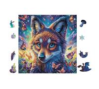 Puzzle Da 100 Pezzi Per Adulti Wolf with Rainbow Fur in Flower Forest 28x28cm Alto Livello Di Difficoltà Per Giocatori Avanzati Ottimo Per Allenamento Competenze Sfida Te Stesso