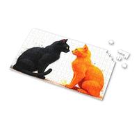 Puzzle da 100 pezzi per bambini con due gatti neri e arancioni si affrontano l'un l'altro, puzzle per adulti, puzzle da 750 pezzi per adulti (500 pezzi)