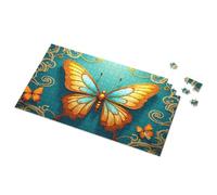 Puzzle da 100 pezzi per bambini, farfalla dorata su sfondo blu, con disegni floreali, puzzle da 1000 pezzi, giocattoli per bambini per ragazze (1000 pezzi)