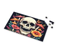 Puzzle da 100 pezzi per bambini teschio circondato da fiori vivaci e funghi puzzle immagine puzzle per adulti 750 pezzi puzzle per adulti (500 pezzi)