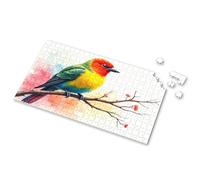 Puzzle da 100 pezzi per bambini, un uccello colorato posatosi su un ramo con bacche rosse, puzzle per adulti, 750 pezzi puzzle per adulti (1000 pezzi)