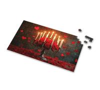 Puzzle da 100 pezzi per bambini, una scena romantica con rose rosse, candele e decorazioni a forma di cuore, puzzle per adulti, puzzle da 750 pezzi per adulti (1000 pezzi)