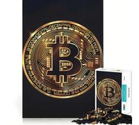 Puzzle da 1000 Bitcoin,monete di criptovaluta,bordo pulito,decorazione,giocattolo creativo,divertimento facile,regalo di Natale (38x52cm)