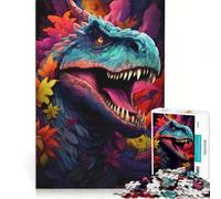 Puzzle da 1000 pezzi a colori raffigurante un dinosauro T-Rex sulla Terra, un gioco rompicapo che stimola la mente e rilassa, ideale come regalo per tutta la famiglia 38x52cm