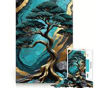 Puzzle da 1000 pezzi a forma di albero, arte Kintsugi, incastro perfetto, sfida creativa, gioco per il tempo libero, divertente regalo di compleanno (38x26cm)